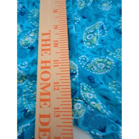 Coldwater Creek Paisley Slinky Pants Womens Size Large Blue Stretch Pull On - Picture 8 of 10